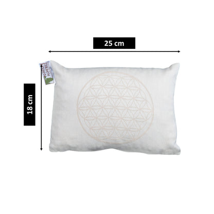 Tiroler Bio-Zirbenkissen "Blume des Lebens" beige, 30x20cm, mittel