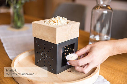 Tiroler Zirben Diffuser „Zirben Kraftwerk“  Raumduft & Lufterfrischer mit Zirbenholzspänen